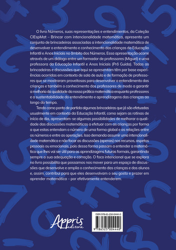 Brincar com intencionalidade matemática: números, suas representações e entendimentos, de Ribeiro, Miguel. Editorial Appris Editora e Livraria Eireli - ME, capa mole em português, 2021