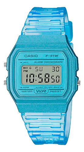 Reloj Casio Cl sico Serie F 91ws Unisex Color Transparente