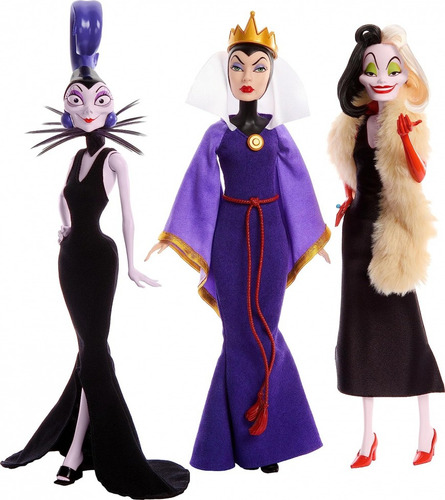 Villanas Disney Muñecas 3pack Set Cruella Yzma Reina Malvada