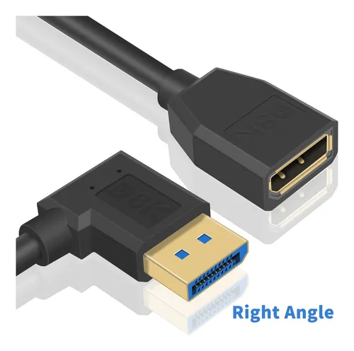 Cable Displayport 1.4 En Angulo Recto Para Alta Resolucion