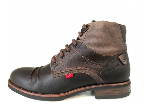 bota masculina ferracini pionner couro marrom escuro