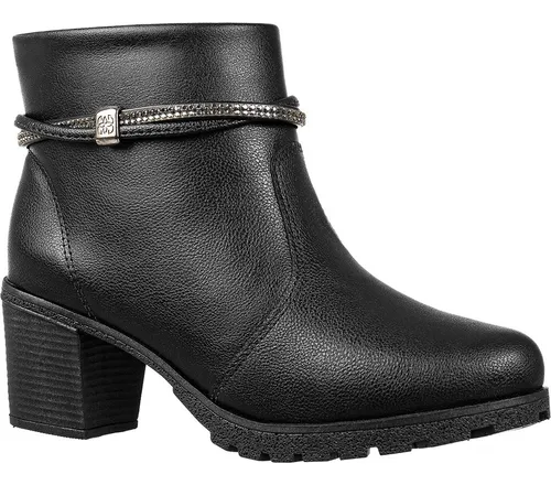 Bota Casual Cano Curto Zíper Salto Médio Macio Detalhe Gigil