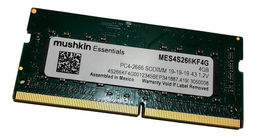 Memoria Ram 4gb Mushkin Essentials Ddr4 Pc4 2666 Sodimm