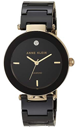 Reloj De Pulsera De Cerámica Negra Anne Klein Ak/1018bkbk Pa