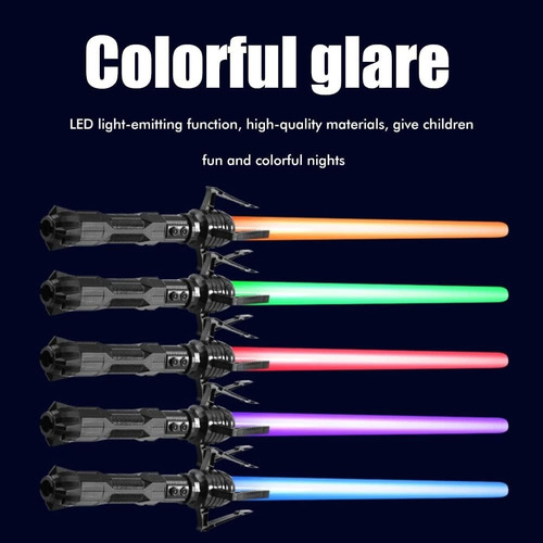 2 Pcs Láser 2 En 1, 7 Colores Sable Luz Ampliable Con Sonido