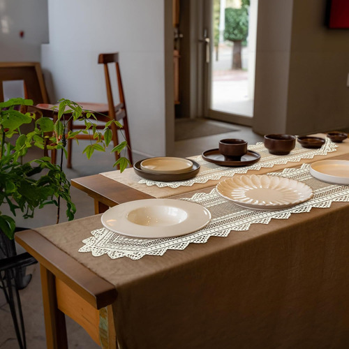 Paquete De 2 Caminos De Mesa De Encaje Blanco Roto De 13 X 4