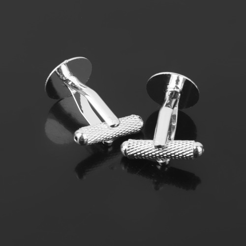 20 Piezas Moda Hombres Plata 12mm Plano Blannk Ajustes