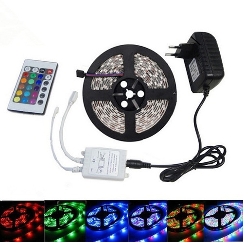Imagen 4 de 10 de Tira Led Rgb 3528 5m Siliconadas Exterior + Fuente + Control
