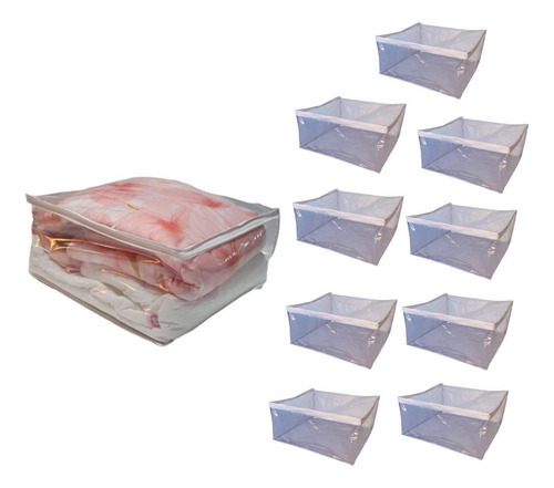 Kit 10 Saco Organizador Closet Edredon Cobertor Pvc Ziper