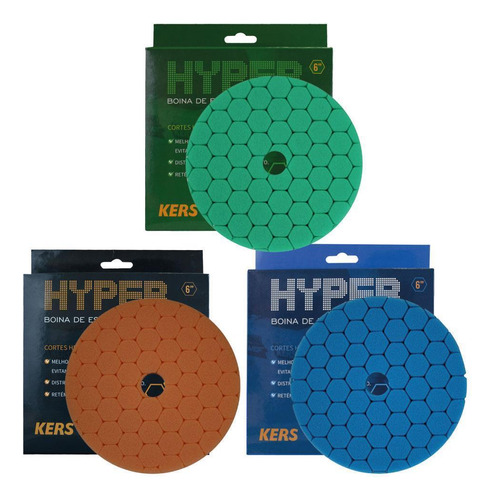 Kit 3 Boinas De Espuma Corte Refino E Lustro Hyper 6pol Kers