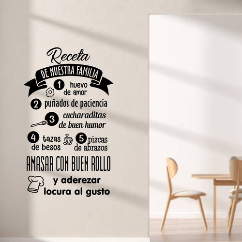 Vinil Decorativo Para Cocina Frase Receta Familiar