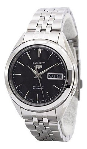 Reloj De Hombre Seiko 5, Acero Inoxidable, Esfera Negra