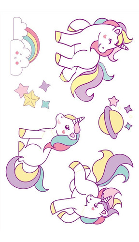 Imagen 4 de 10 de Tatuajes Temporales Tattoo Unicornio X10 Planchas Souvenir