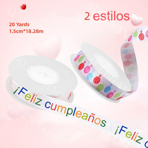 Listón Satinado De Cinta Para Feliz Cumpleaños+500 Pegatinas Color Color Feliz Cumpleaños