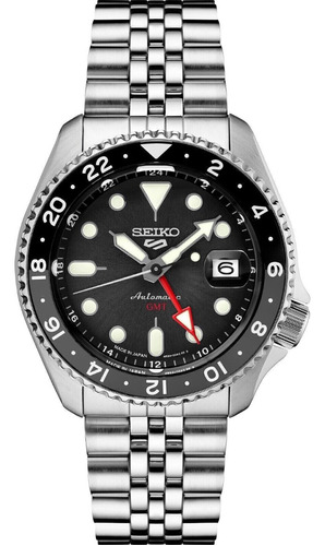 Relógio Seiko Ssk001 Sports 5 Gmt Automático Made In Japan Cor da correia Prata Cor do bisel Prata Cor do fundo Preto