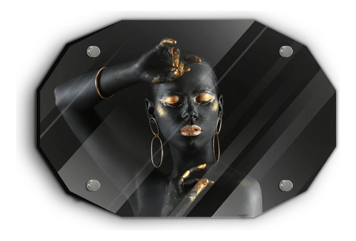 Cuadro De Vidrio Geometricos Mujer Negra Africana 60x90cm