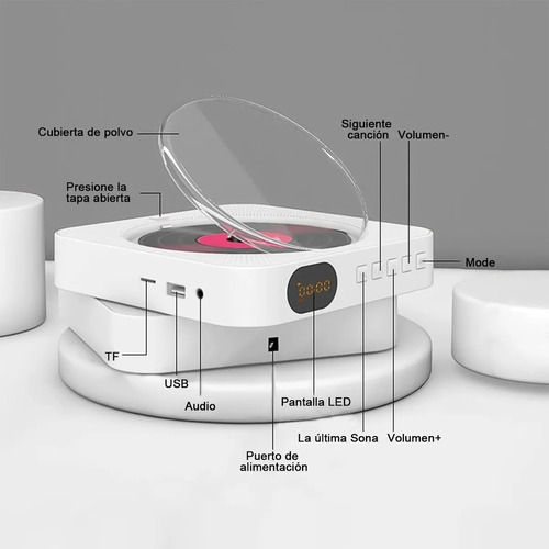 Reproductor De Música Portátil Reproductor De Cd Bluetooth R