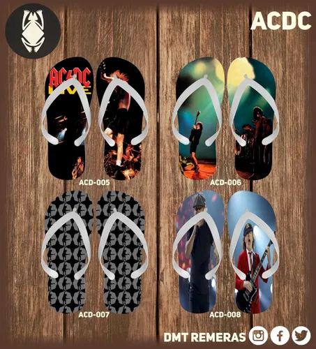 Ojotas tipo Havaianas Acdc Sublimadas