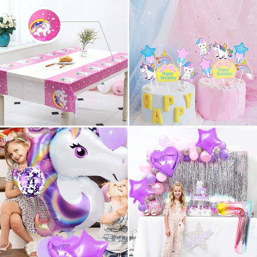 Decoraciones para fiesta séptimo cumpleaños, globos cumpleaños de unicornio para niñas, morados, unicornio cumpleaños para niños