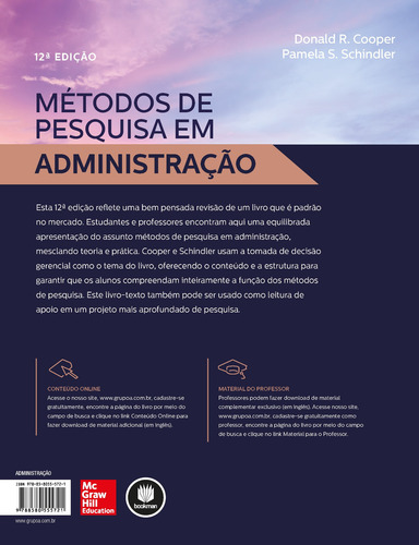Métodos De Pesquisa Em Administração, de Cooper, Donald R.. Editorial AMGH EDITORA LTDA.,McGraw-Hill, capa mole em português, 2016