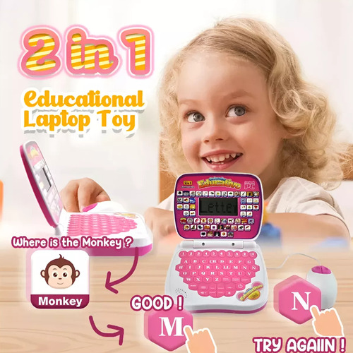 Computadora Interactiva Educativa Para Niños Español Ingles Rosado
