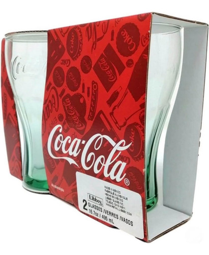 Juego De 2 Vasos Clásicos De Coca Cola De Vidrio, 17 Onzas Transparente