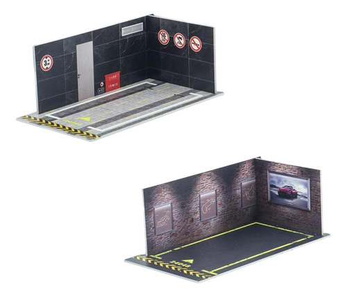 3 Piezas 1/24 Coche Modelo Diorama Estacionamiento Paisaje