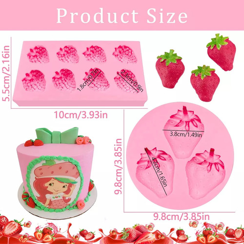 2 Molde Fondant Fresa Moldes De Frutas Para Pastel Chocolate