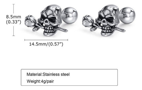 Aretes Punk De Calaveras Para Hombre 2pcs
