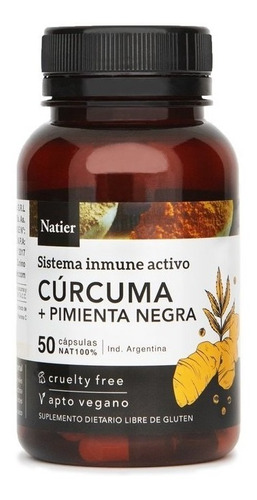 Curcuma + Pimienta Negra X50 Capsulas Natier Apto Vegano
