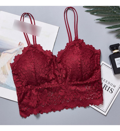 Brasier Tipo Sin Aro Encaje Para Mujer /top Con Encaje Sexy