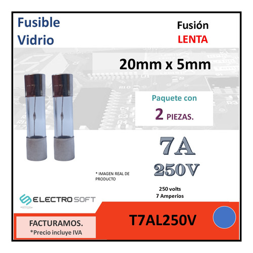 2pz Fusible Europeo 7a 250v Fusión Lenta | 7 Amperios