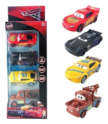 Carros Cars Metalicos Coleccion 4 Rayo Macqueen Mate Juguete