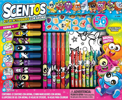 Set Marcadores Crayones Lapiceras Gel Aroma X 56 Scentos Ed