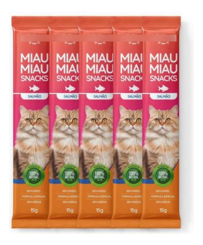 Combo 3 Miau Miau Snacks Adoleta Sabor Salmão