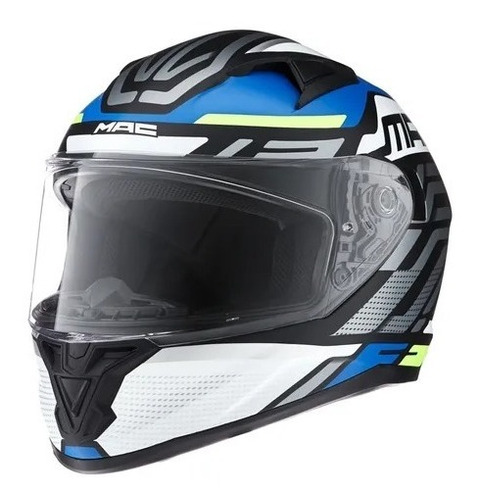 Casco Moto Integral Mac Speed Control Azul Mate Talle M