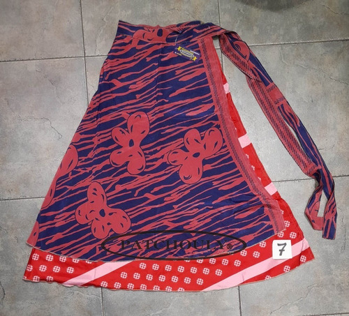 Imagen 7 de 9 de Pollera Larga Mil Formas Seda Hindú Estampada Doble Capa