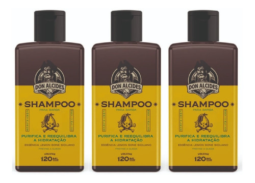 Kit 3x Shampoo Para Barba 120ml - Lemon Bone - Don Alcides