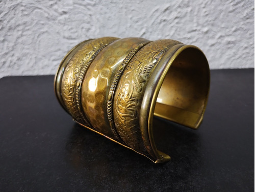 Brazalete Antiguo Estilo Hindú Dorado Latón Grosor 8cm Retro