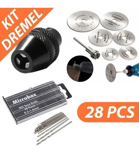 Kit Broquero Para Dremel, 6 Discos De Corte Hss+ 20 Brocas  