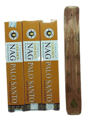 Palo Santo 4 Cajas De 15 Grs Cu Golden Nag + Tablita 