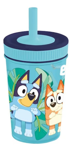 Vaso Antiderrame Bluey O Princesas Para Niños Niñas 400ml Color Celeste