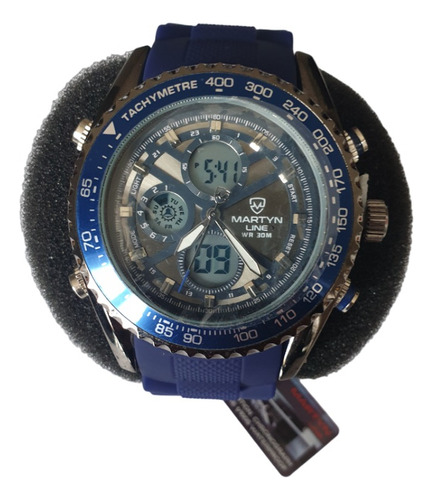 Reloj Cronógrafo De Hora Dual - Martyn Line Caucho Azul