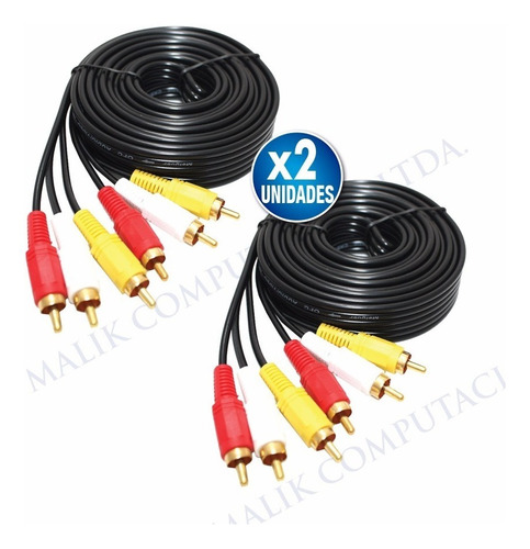 Pack X2 Cable De 15mt Rca A Rca Alta Calidad Mod:9135