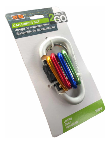 Llavero Aluminio Gancho Hook De Cierre Con 4x Mini Mosquetón