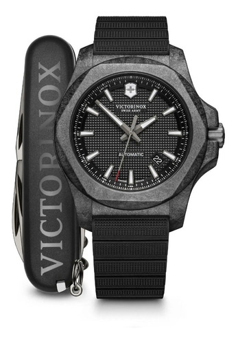Reloj Victorinox Automatico Navaja Suizo Inox Carbon 241866 Color de la malla Negro Color del bisel Negro Color del fondo Negro