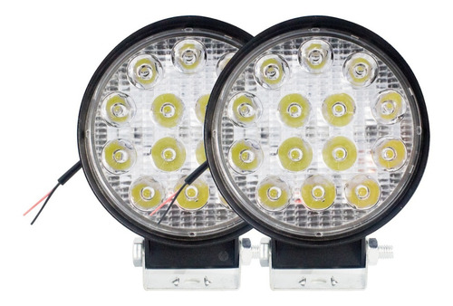 Kit 2 Farol Led Redondo Milha 42w 14 Leds Carro Jeep 12v/24v