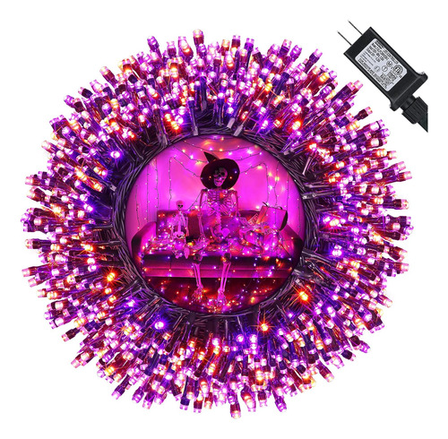 Luces De Halloween Naranjas Y Moradas, 114 Pies 300 Led Hall