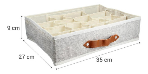 Caja Organizadora Tela Para Ropa Interior 16 Espacios Beige