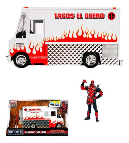 Deadpool Taco Truck 1:24 Con Figura Die Cast Jada Scarlet